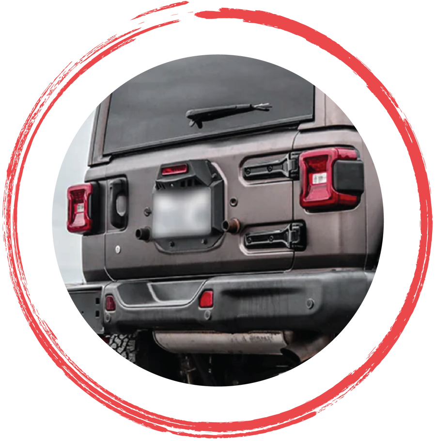 Soportes y kits de reubicación para matrículas de Jeep Wrangler, Gladiator y vehículos todoterreno 4x4 de 4X4WAVERS