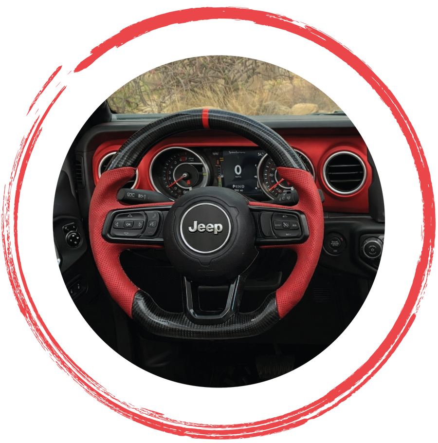 Custom steering wheels for Jeep Wrangler, Gladiator and 4x4 off-road vehicles by 4X4WAVERS