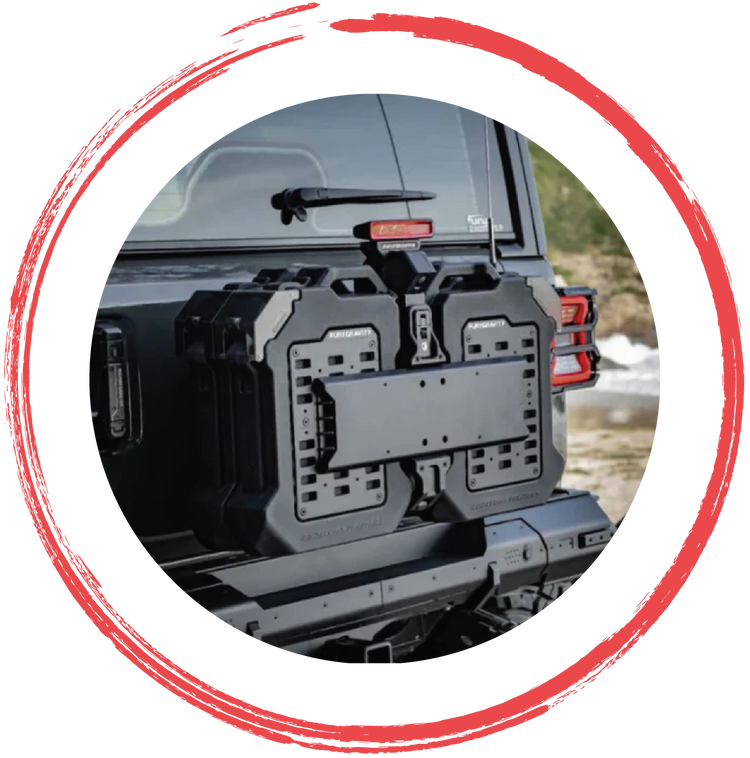 Tailgate storage and utility accessories for Jeep Wrangler, Gladiator and 4x4 off-road vehicles by 4X4WAVERS