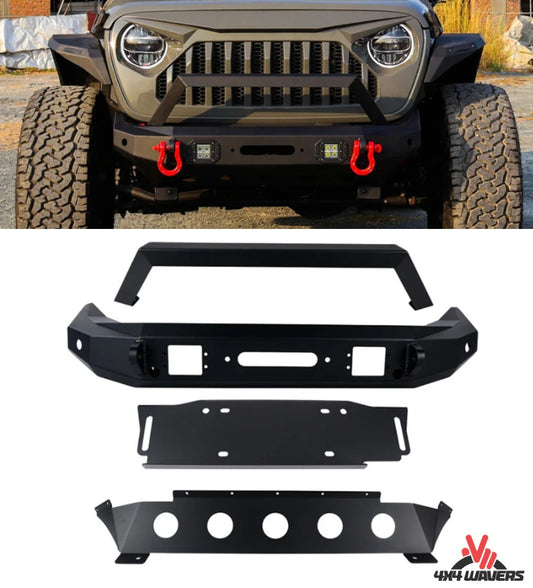4X4WAVERS Front Bumper - WAVERS Style without Sensor Holes - Jeep Wrangler JL/JLU/4XE/JT 2018+