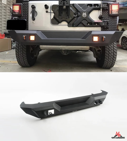 4X4WAVERS Rear Bumper - Angry Face Style (Powder Coated Steel) - Jeep Wrangler JK/JKU 2007-2018 - 4X4 WAVERS