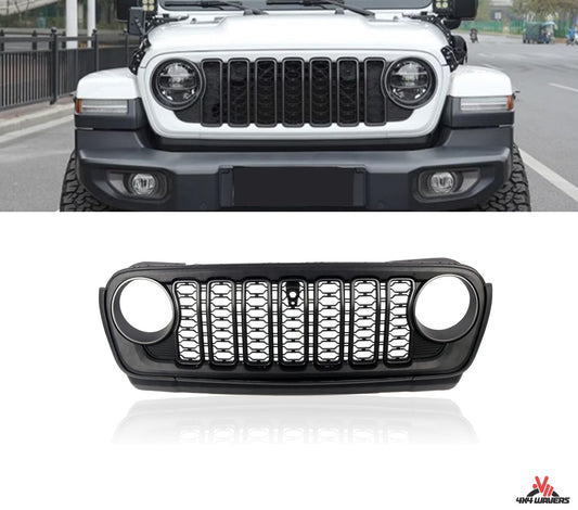 4X4WAVERS Amélioration du style 2025 Calandre avant - avec trou pour caméra - Jeep Wrangler JL/JLU/4XE/JT 2018-2025