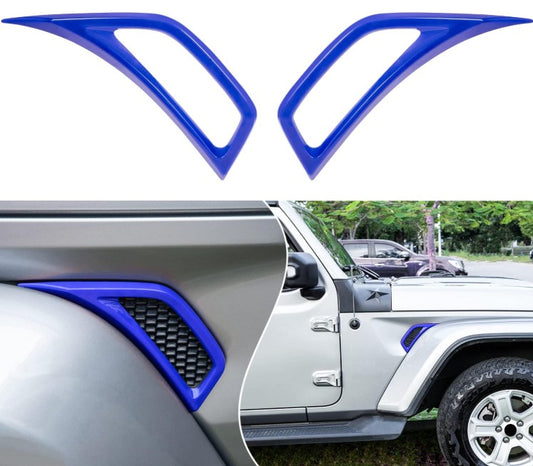 4X4WAVERS Front Side Fender Vents Air Outlet Cover Trim (Blue) - Jeep Wrangler JL/JLU/4XE/JT 2018+