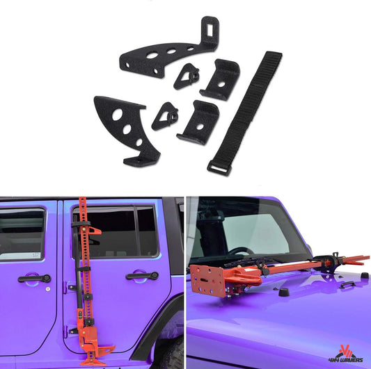 4X4WAVERS Hi-Lift Jack Mount Brackets for Hood and Door Hinges (only the mount bracket kit) - Jeep Wrangler JK/JKU 2007-2018