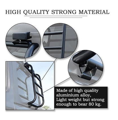 Échelle latérale en aluminium 4x4wavers pour fenêtre arrière pour Jeep Wrangler JLU / 4XE 2018 - 2025 (s'adapte uniquement aux 4 portes)