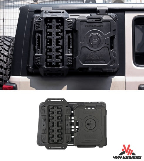 4X4WAVERS Rear Side Window Expansion Multifunction Panel Kit Gas Tank + Traction Board - Jeep Wrangler JLU/4XE (4 doors) 2018+ - 4X4 WAVERS