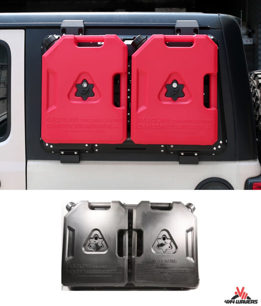 4X4WAVERS Rear Side Window Expansion Multifunction Panel Kit - 2 Gas Tank (Black) - Jeep Wrangler JLU/4XE (4 doors) 2018+