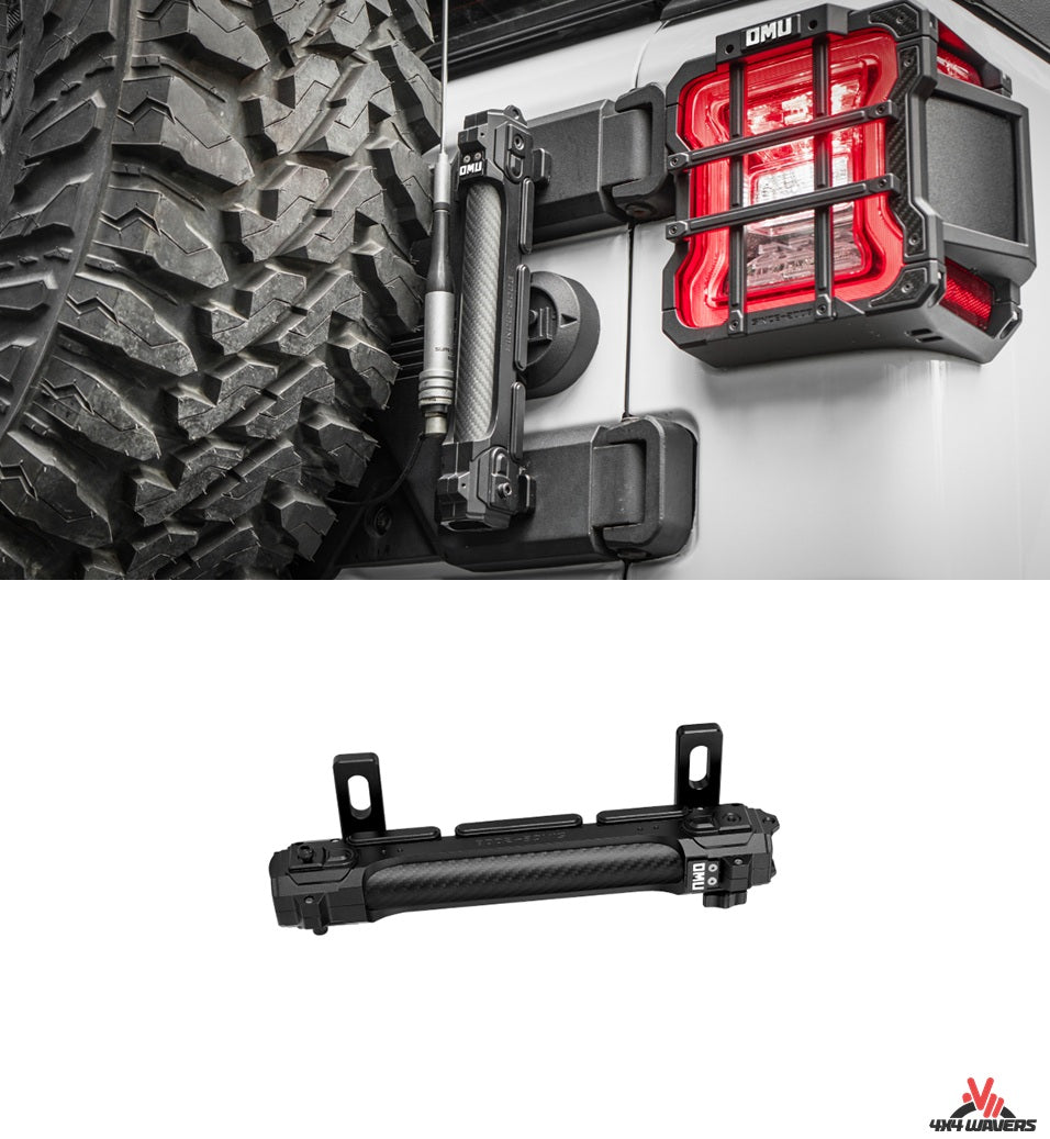 OMU Aluminum Tailgate Flagpole Carbon Fiber Holder  - Jeep Wrangler JK/JKU/JL/JLU/4XE 2007+ - 4X4 WAVERS