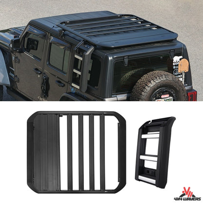 4X4WAVERS Premium Aluminum Roof Rack with Telescopic Ladder - WS Edition- Jeep Wrangler JLU/4XE (4 doors) 2018+
