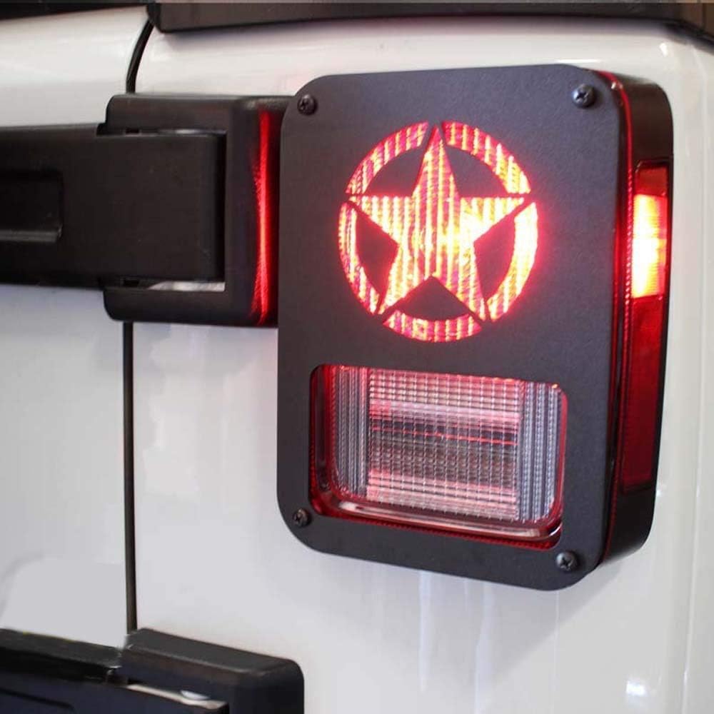 4X4WAVERS Taillight Aluminum Cover - Jeep Star Logo - Jeep Wrangler JK/JKU 2007-2018 - 4X4 WAVERS