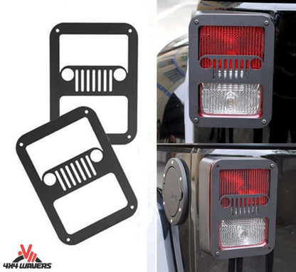 4X4WAVERS Taillight Aluminum Cover - Jeep Face Logo - Jeep Wrangler JK/JKU 2007-2018 - 4X4 WAVERS