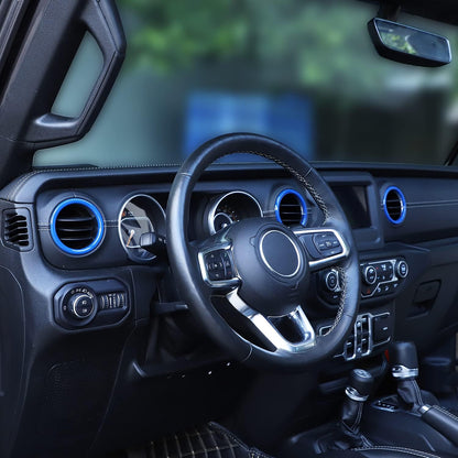 4X4WAVERS Dashboard Air Conditioner Vent Circle Ring Cover (Blue) - Jeep Wrangler JL/JLU/4XE/JT 2018-2023 - 4X4 WAVERS