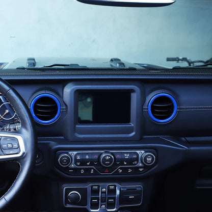 4X4WAVERS Dashboard Air Conditioner Vent Circle Ring Cover (Blue) - Jeep Wrangler JL/JLU/4XE/JT 2018-2023 - 4X4 WAVERS