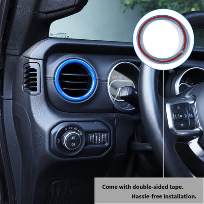 4X4WAVERS Dashboard Air Conditioner Vent Circle Ring Cover (Blue) - Jeep Wrangler JL/JLU/4XE/JT 2018-2023 - 4X4 WAVERS