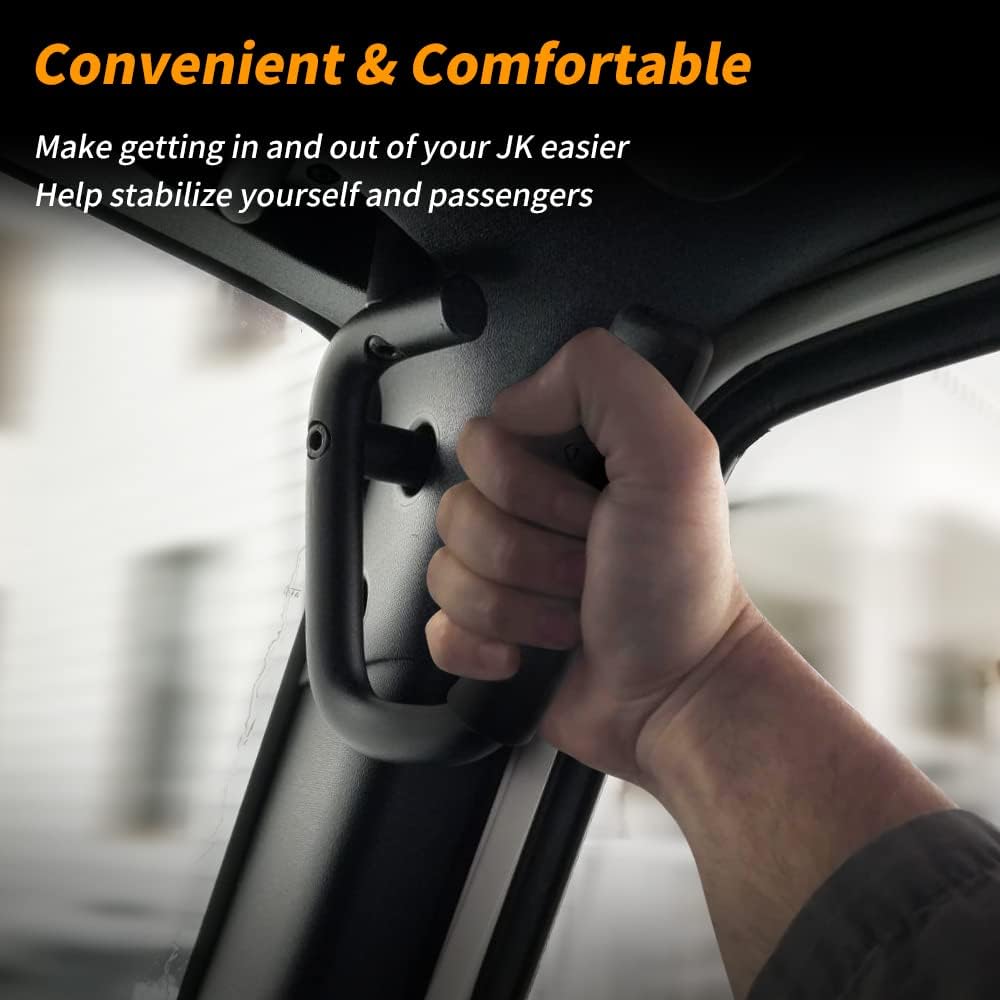 4X4WAVERS Metal Front Grab Handle Kit (Black Color 2 pack ) - Jeep Wrangler JK/JKU 2007-2018 - 4X4 WAVERS