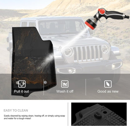4X4WAVERS 3D Floor Mat Kit - Offroad Topographic Style - Heavy Duty TPE - Jeep Wrangler JL 2018+ (2 doors) - 4X4 WAVERS
