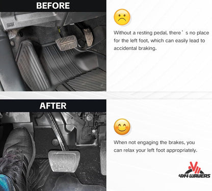 4X4WAVERS Left Driver Side Foot Rest Pedal - Short Type - Jeep Wrangler JL/JLU/JT 2018+ (not for 4XE)