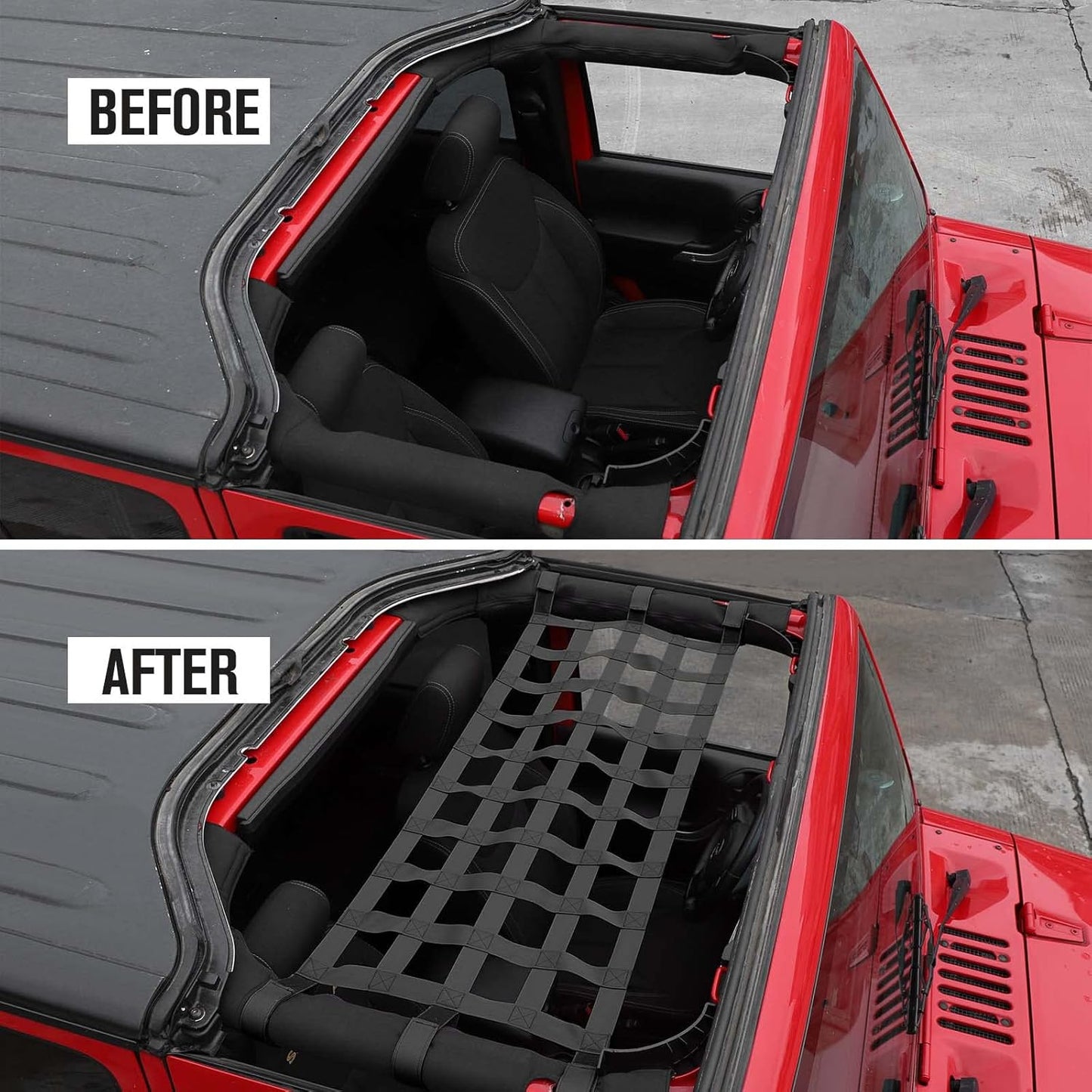 4X4WAVERS Premium Mesh Cargo Net for Roof and Trunk - For All Jepp Wrangler Models - Universal