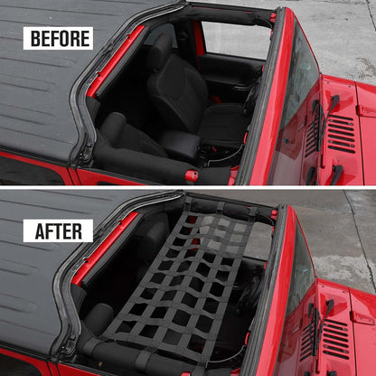 4X4WAVERS Premium Mesh Cargo Net for Roof and Trunk - For All Jepp Wrangler Models - Universal