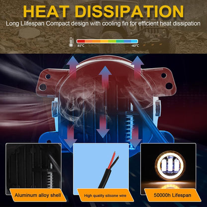 4X4WAVERS 4 Inch Front Bumper Driving Offroad Fog Light with DRL Turn Halo Angel Eyes - Jeep Wrangler JK/JKU 2007-2018 - 4X4 WAVERS