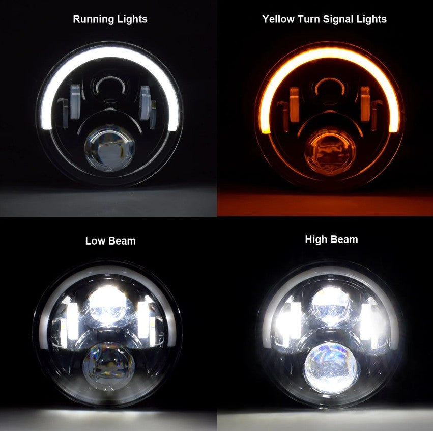 4X4WAVERS 7 inch Headlights Premium LED Light Replacement - Angel Eyes Style 3rd Generation - Jeep Wrangler TJ/JK/JKU 1997-2018 - 4X4 WAVERS