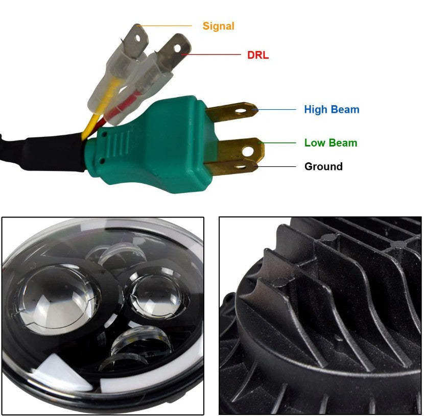 4X4WAVERS 7 inch Headlights Premium LED Light Replacement - Angel Eyes Style 3rd Generation - Jeep Wrangler TJ/JK/JKU 1997-2018 - 4X4 WAVERS