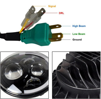 4X4WAVERS 7 inch Headlights Premium LED Light Replacement - Angel Eyes Style 3rd Generation - Jeep Wrangler TJ/JK/JKU 1997-2018 - 4X4 WAVERS