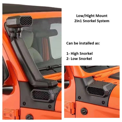 4X4WAVERS Snorkel Premium style RR (à la fois montage haut et montage bas) - Jeep Wrangler JL/JLU/4XE/JT 2018+