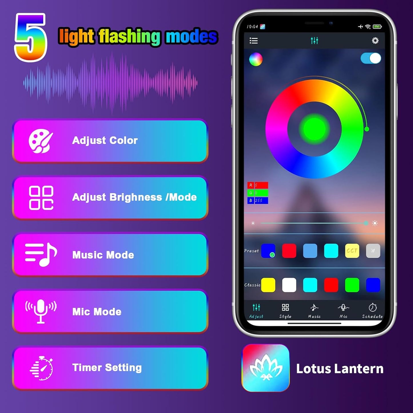 4X4WAVERS Grille Inserts Light Running LED - RGB Multi Color Smart Music Sync - Jeep Wrangler JL/JLU/4XE/JT 2024+ - 4X4 WAVERS