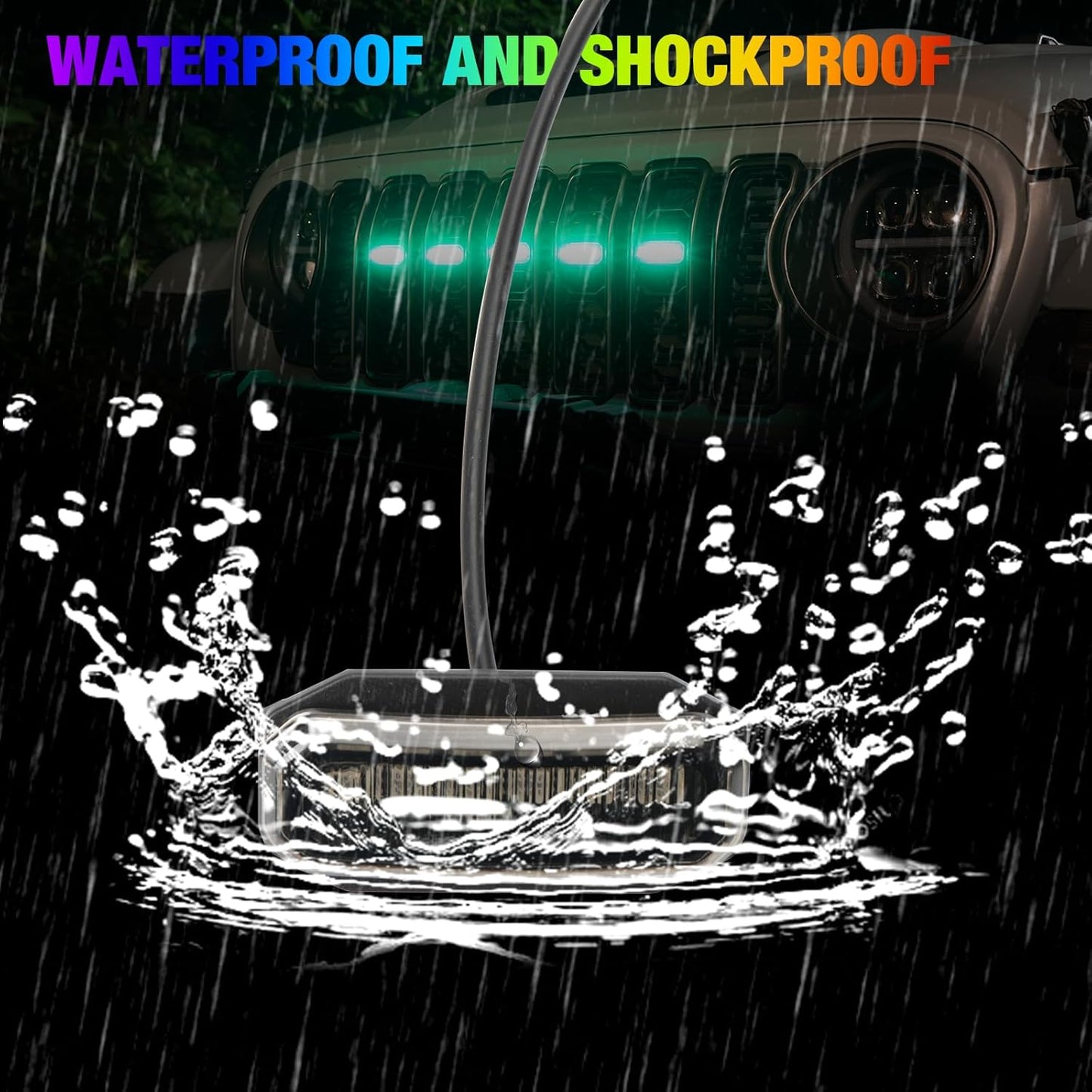 4X4WAVERS Grille Inserts Light Running LED - RGB Multi Color Smart Music Sync - Jeep Wrangler JL/JLU/4XE/JT 2024+ - 4X4 WAVERS