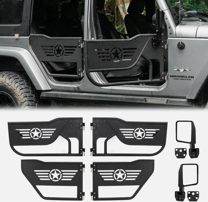 4X4WAVERS Tube Door 4 Doors With Rearview Mirror - Five Star Trail Style - Jeep Wrangler JKU 2007-2018 (4 doors)