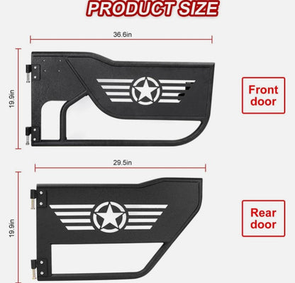 4X4WAVERS Tube Door 4 Doors With Rearview Mirror - Five Star Trail Style - Jeep Wrangler JKU 2007-2018 (4 doors)