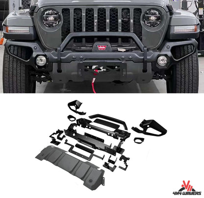 4X4WAVERS Premium Front Bumper with Sensor Holes - RR Style - Jeep Wrangler JL/JLU/4XE/JT 2018+ - 4X4 WAVERS
