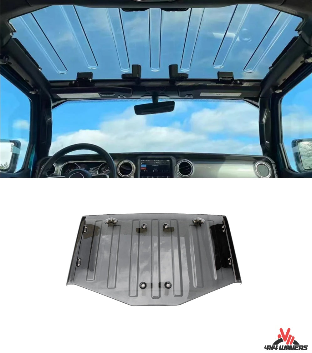 4X4WAVERS Transparent Clear Sky View Hard Top Roof Lid with Sliding Curtains - Jeep Wrangler JL/JLU/4XE/JT 2018+ - 4X4 WAVERS