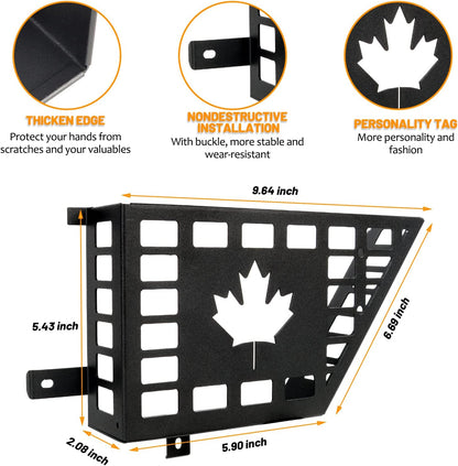 4X4WAVERS Metal Front Door Storage Box, Door Side Insert Organizer Box Pockets with CANADA Flag Style - Jeep Wrangler JK/JKU 2007-2018