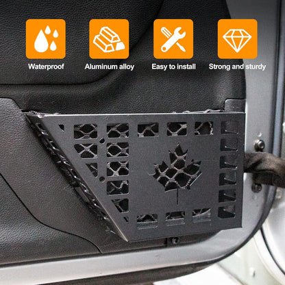 4X4WAVERS Metal Front Door Storage Box, Door Side Insert Organizer Box Pockets with CANADA Flag Style - Jeep Wrangler JK/JKU 2007-2018