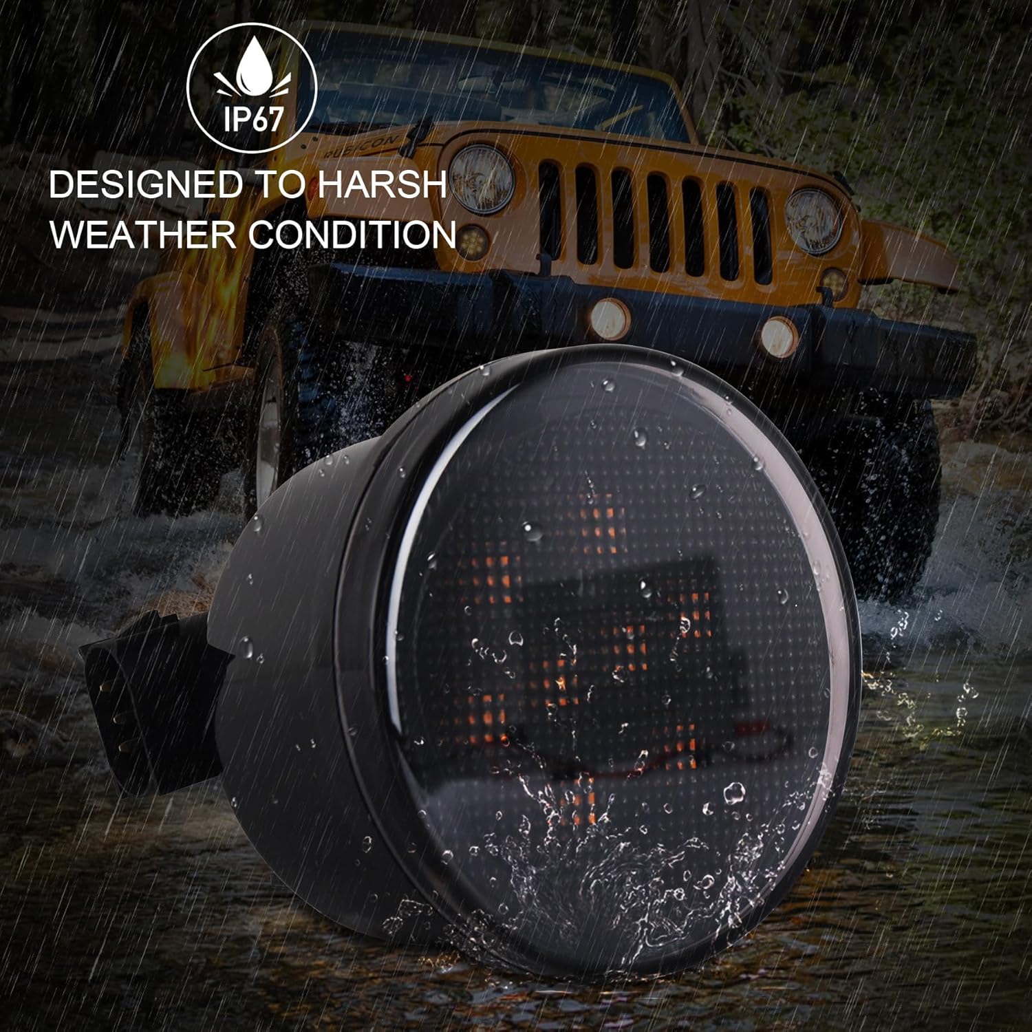 4X4WAVERS Turn Signal Lights Smoked Lens Amber LED Parking Lights - Jeep Wrangler JK/JKU 2007-2018 - 4X4 WAVERS