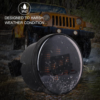 4X4WAVERS Turn Signal Lights Smoked Lens Amber LED Parking Lights - Jeep Wrangler JK/JKU 2007-2018 - 4X4 WAVERS