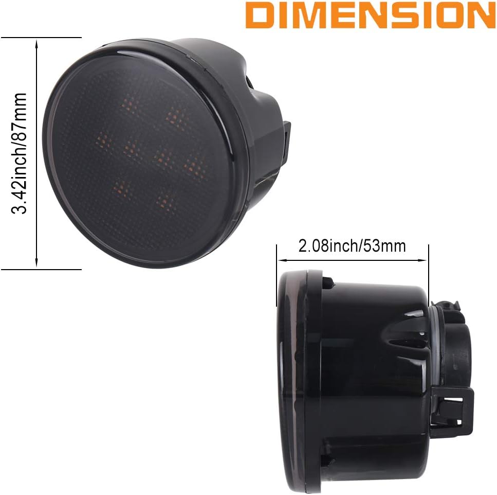 4X4WAVERS Turn Signal Lights Smoked Lens Amber LED Parking Lights - Jeep Wrangler JK/JKU 2007-2018 - 4X4 WAVERS