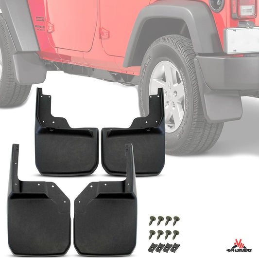 4X4WAVERS Mud Flaps Splash Guards - Front & Rear Mudguards Kit - Jeep Wrangler JK/JKU 2007-2018