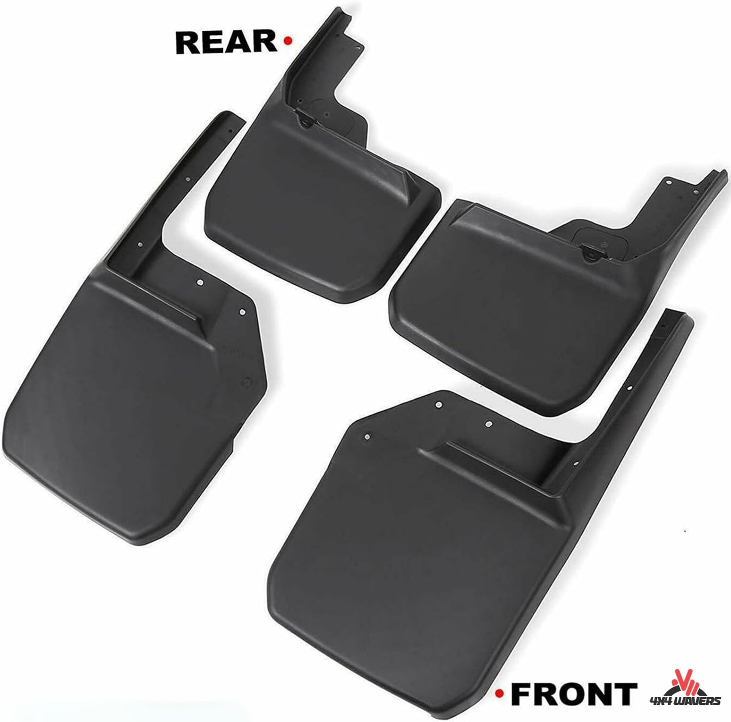 4X4WAVERS Mud Flaps Splash Guards - Front & Rear Mudguards Kit - Jeep Wrangler JK/JKU 2007-2018