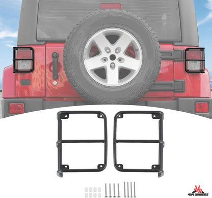 4X4WAVERS Tail Light Cover Guards - Powder Coated Steel - Jeep Wrangler JK/JKU 2007-2018