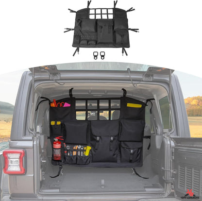 4X4WAVERS Trunk Storage Bag Organizer with Multi-Pockets Tool Kits Cargo Bag - Jeep Wrangler JKU/JLU/4XE 2007+ (4 doors only) - 4X4 WAVERS