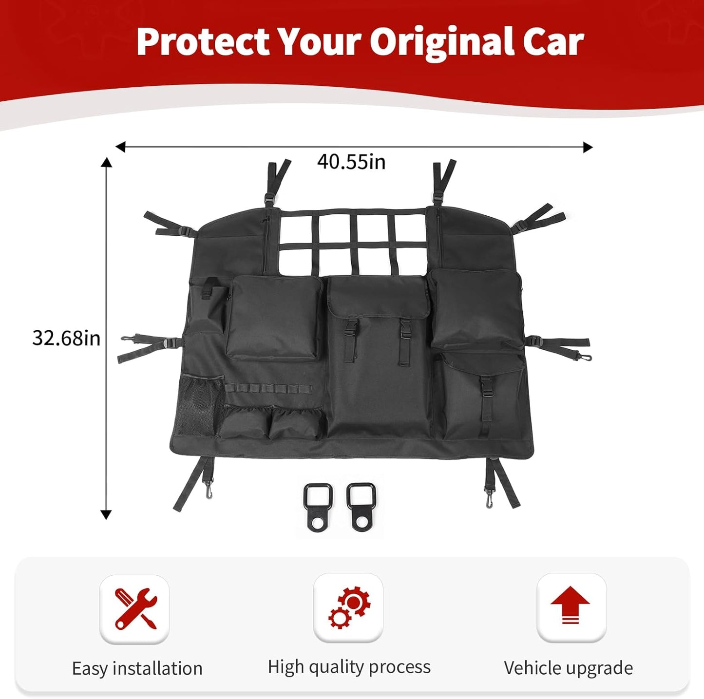4X4WAVERS Trunk Storage Bag Organizer with Multi-Pockets Tool Kits Cargo Bag - Jeep Wrangler JKU/JLU/4XE 2007+ (4 doors only) - 4X4 WAVERS