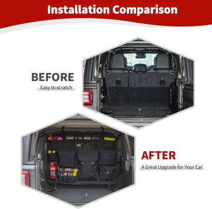 4X4WAVERS Trunk Storage Bag Organizer with Multi-Pockets Tool Kits Cargo Bag - Jeep Wrangler JKU/JLU/4XE 2007+ (4 doors only) - 4X4 WAVERS