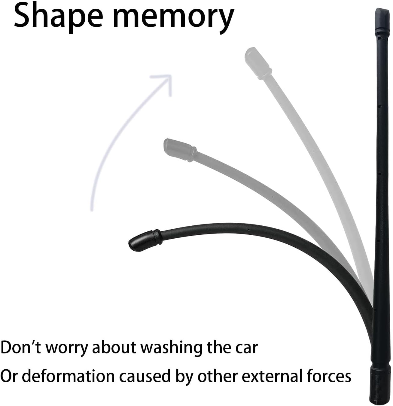 4X4WAVERS 13 Inch Heavy Duty Flexible Rubber Short Antenna - Carbon Fiber Style Base - All Jeep Wrangler Models 1997-2023