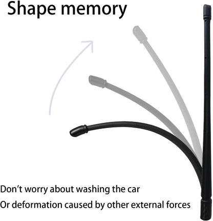 4X4WAVERS 13 Inch Heavy Duty Flexible Rubber Short Antenna - Carbon Fiber Style Base - All Jeep Wrangler Models 1997-2023