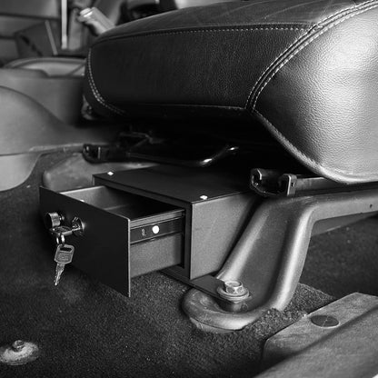 4X4WAVERS Under Driver Seat Lock Box with Key - Gun Armrest Safe Lockbox - Jeep Wrangler JK/JKU 2007-2018 (Not for 2011-2018 JK 2-Door)