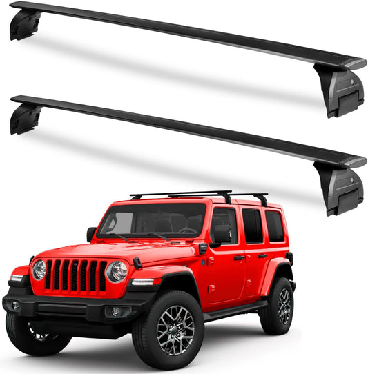 4X4WAVERS Premium Roof Rack Cross Bars with Security Lock - All Jeep Wrangler Models 2007+
