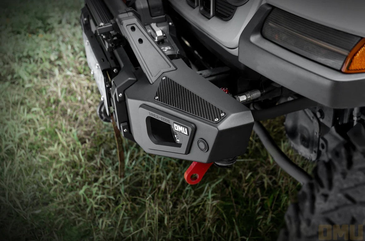 OMU Genesis Series Premium Front Bumper - Aluminum And Steel with Carbon Fiber Finishing - Jeep Wrangler JL/JLU/4XE/JT 2018+ - 4X4 WAVERS